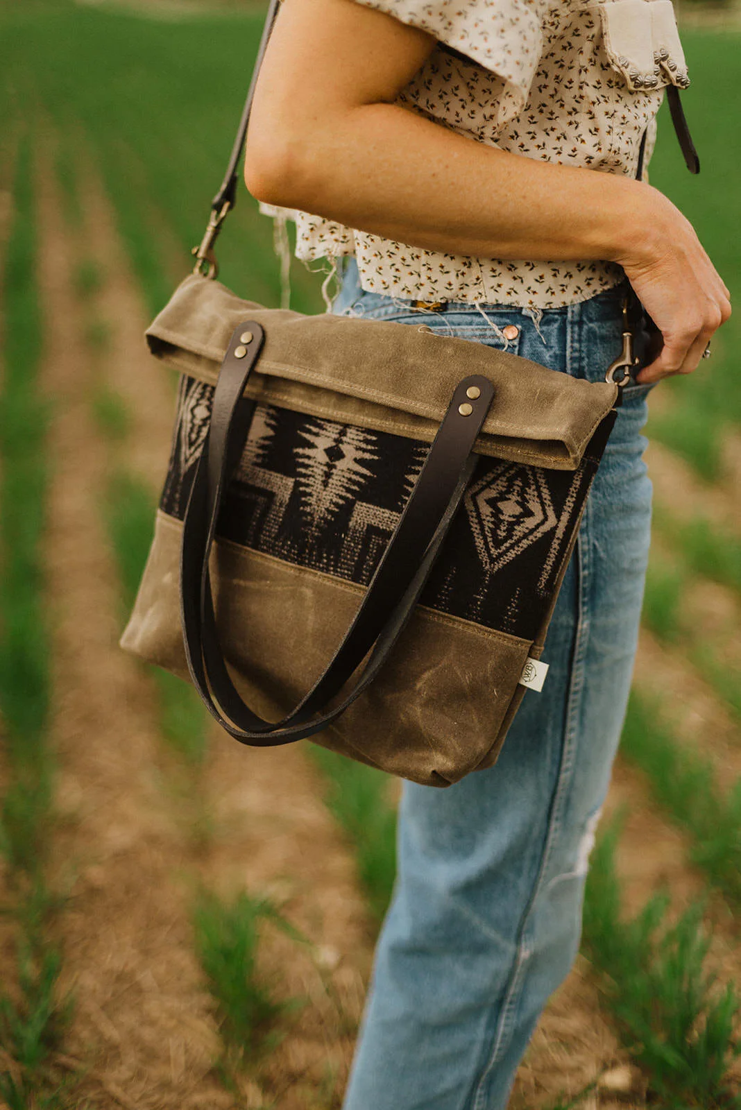 Waxed Canvas and Pendleton® Wool Tote Bag — Western Bound